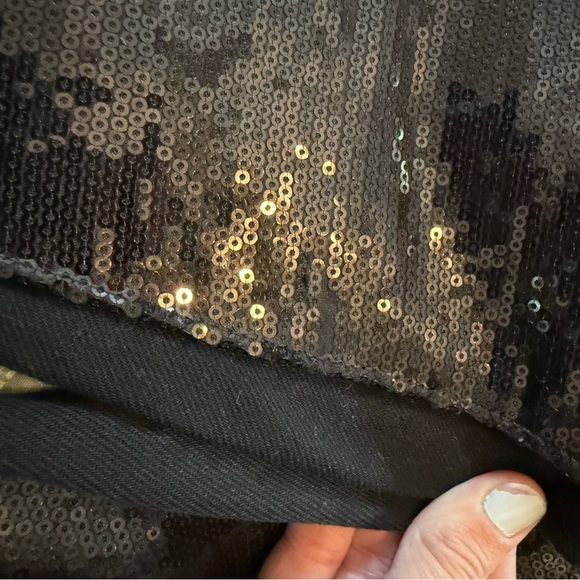 Express Black Sequin Women's Wide Leg Jeans Size 12R Distressed - Picture 11 of 12